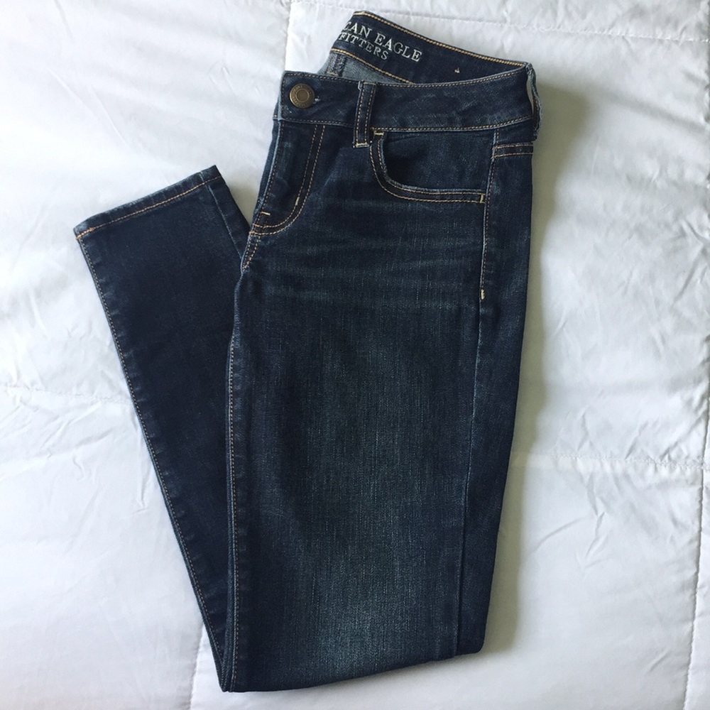 Dark wash AE skinny jean 7/8 crop stretch jegging